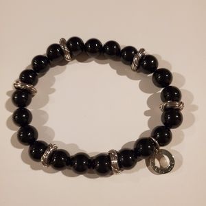 Peter Thomas Roth 9mm Black Onyx & Sterling Silver Bead Bracelet